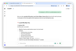 Google Search Results - Prairie Village CPA