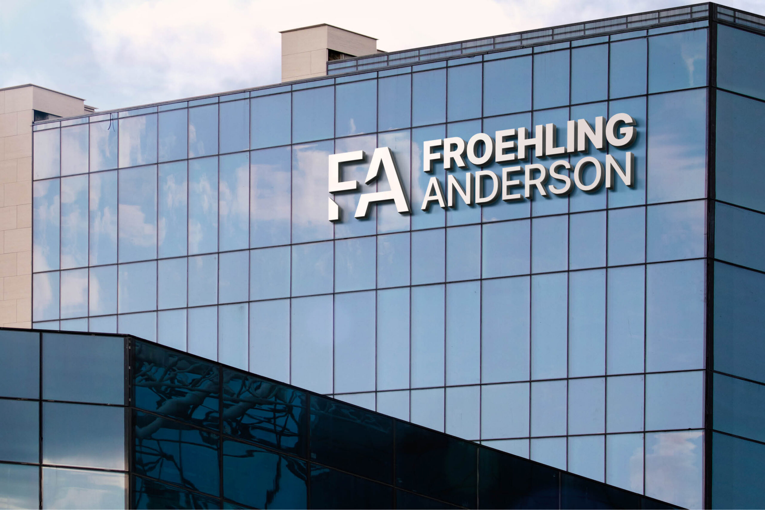 FA-Brand-Portfolio-Building-Sign Froehling Anderson new building with logo on outside