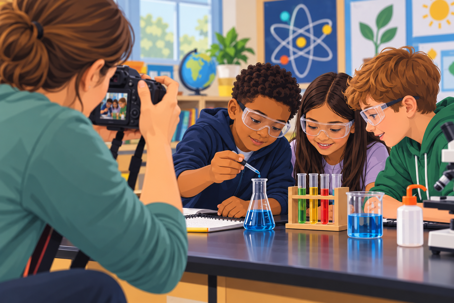 School photography example showing when student eye contact can strengthen a photo and when candid expression works better.