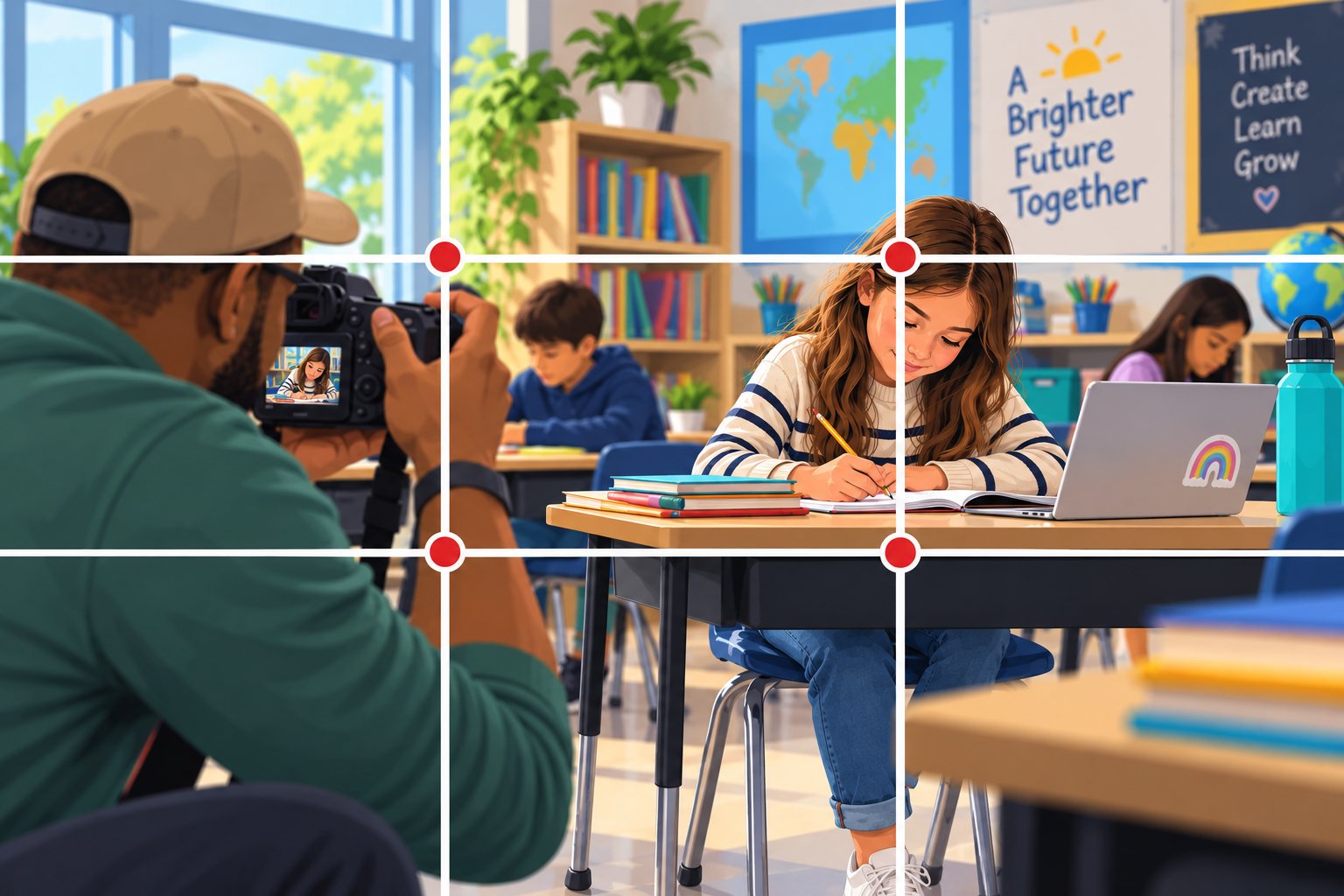 School photography example demonstrating the rule of thirds in photo composition.
